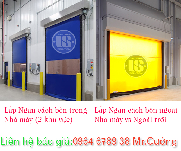 Vị trí - Kích thước cửa cuốn nhanh PVC ở từng khu vực lắp đặt